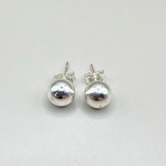 8mm Silver Ball Post Earrings - Picture 1 of 7